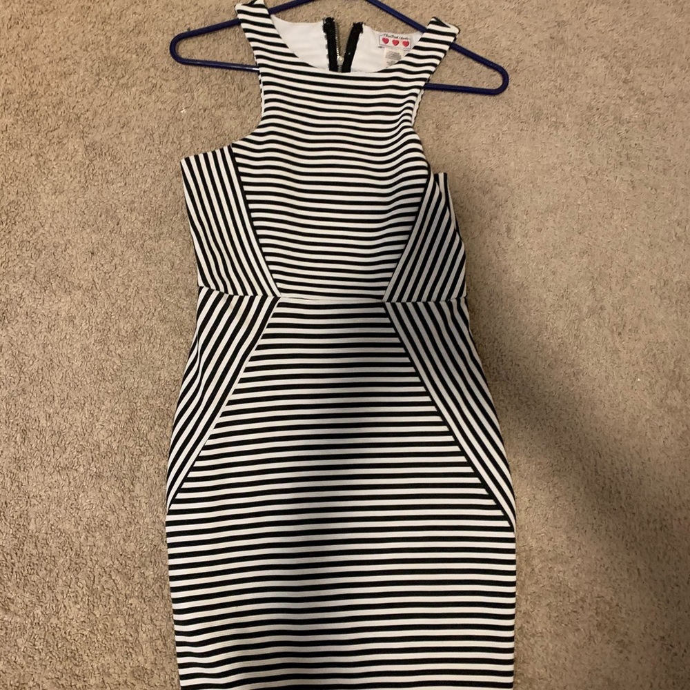 black and white striped dress